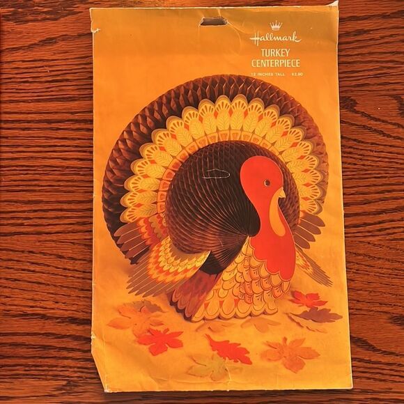 Vintage Hallmark honeycomb Thanksgiving turkey & Santa Christmas Card holder - Picture 2 of 11